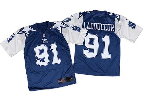 Men's Elite L. P. Ladouceur Nike Jersey Navy/White - #91 Throwback NFL Dallas Cowboys